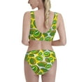 thumbnail image 3 of Picia Watercolor Kiwi Fruits Summer Women's High Waisted Bikini Scoop Neck Swimsuit Two Pieces Bathing Suit-, 3 of 8