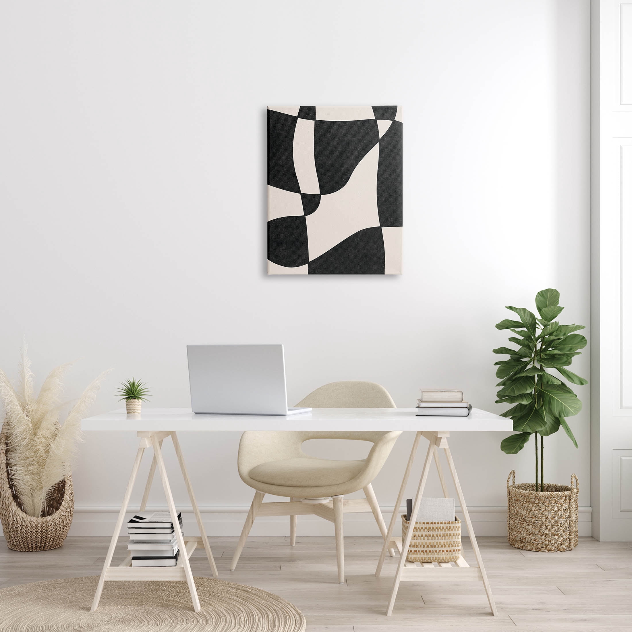 Stupell Industries Retro Wavy Checkered Pattern Shapes Graphic Art Gallery Wrapped Canvas Print Wall Art, Design by JJ Design House LLC
