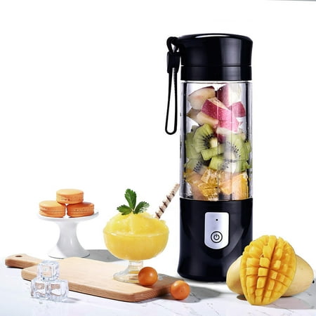 Portable Mini Travel Fruit USB Juicer Cup, Personal Small Electric Juice Mixer Blender Machine with 4000mAh Rechargeable Battery-420ML Water Bottle