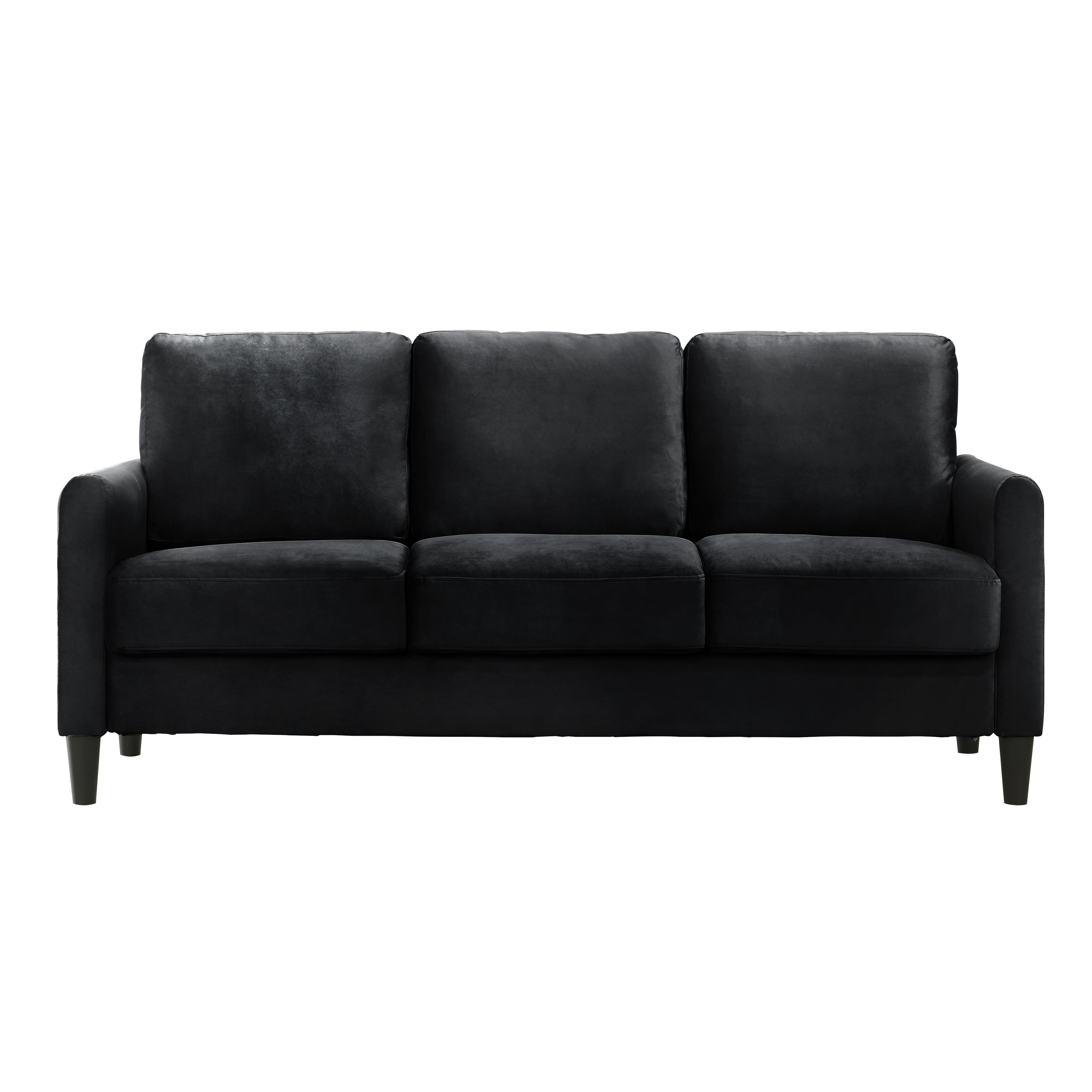 Home Design Airell 2-Piece Living Room Set with Loveseat and Sofa, Soft Velvet Fabric, Modern Upholstered Design, Black