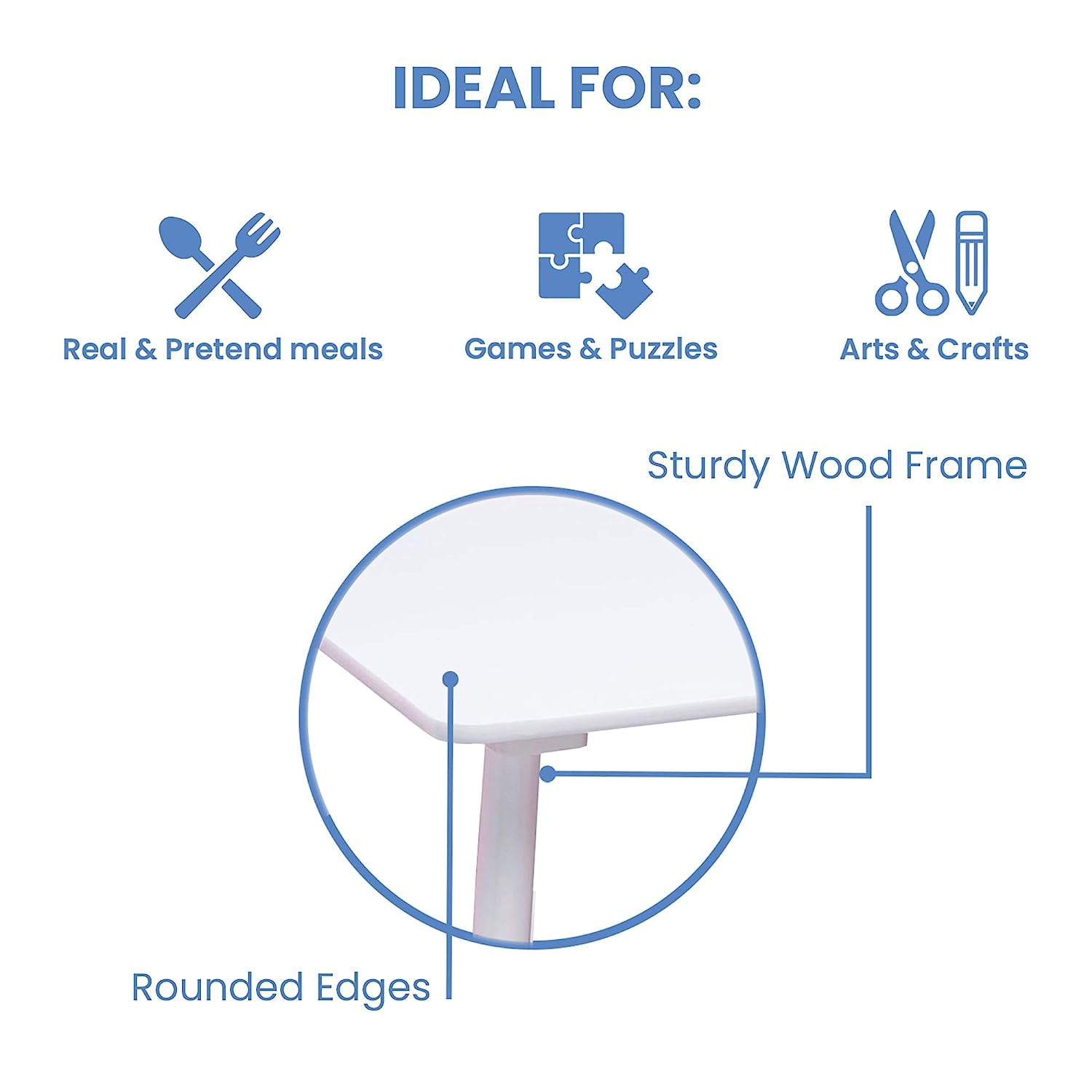 Delta Children Kids Chair Set and Table (4 Chairs Included), White/Pink