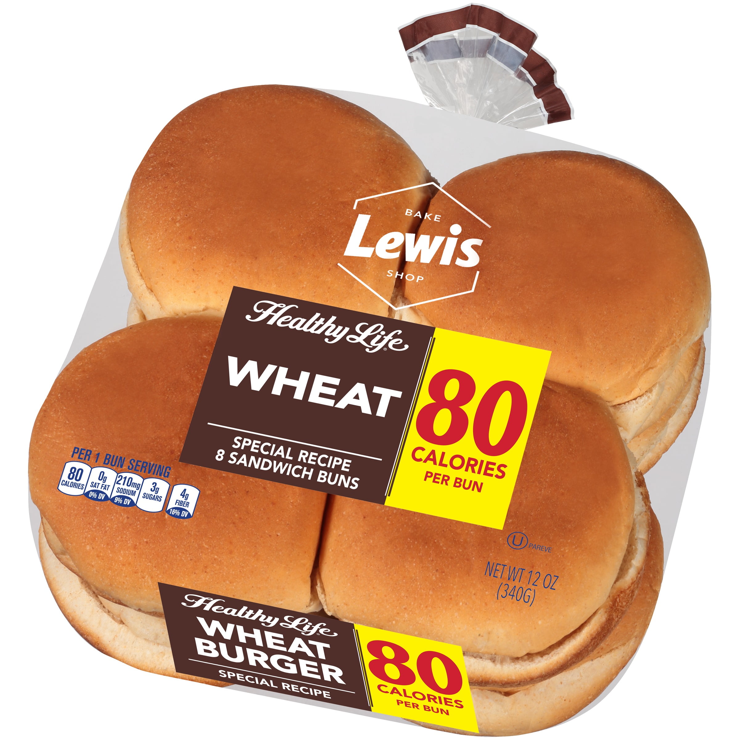 Lewis Bake Shop Healthy Life Wheat Sandwich Buns 12 Oz 8 Count Walmart Com