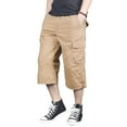 thumbnail image 6 of FEDTOSING Men's 3/4 Long Capri Shorts Casual Elastic Waist Cotton Relaxed Fit Cargo Shorts Black, 6 of 6