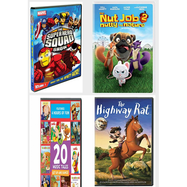 Children's 4 Pack DVD Bundle: The Super Hero Squad Show, Vol. 1, The Nut  Job 2: Nutty by Nature, PBS KIDS: 20 Music Tales, Highway Rat 