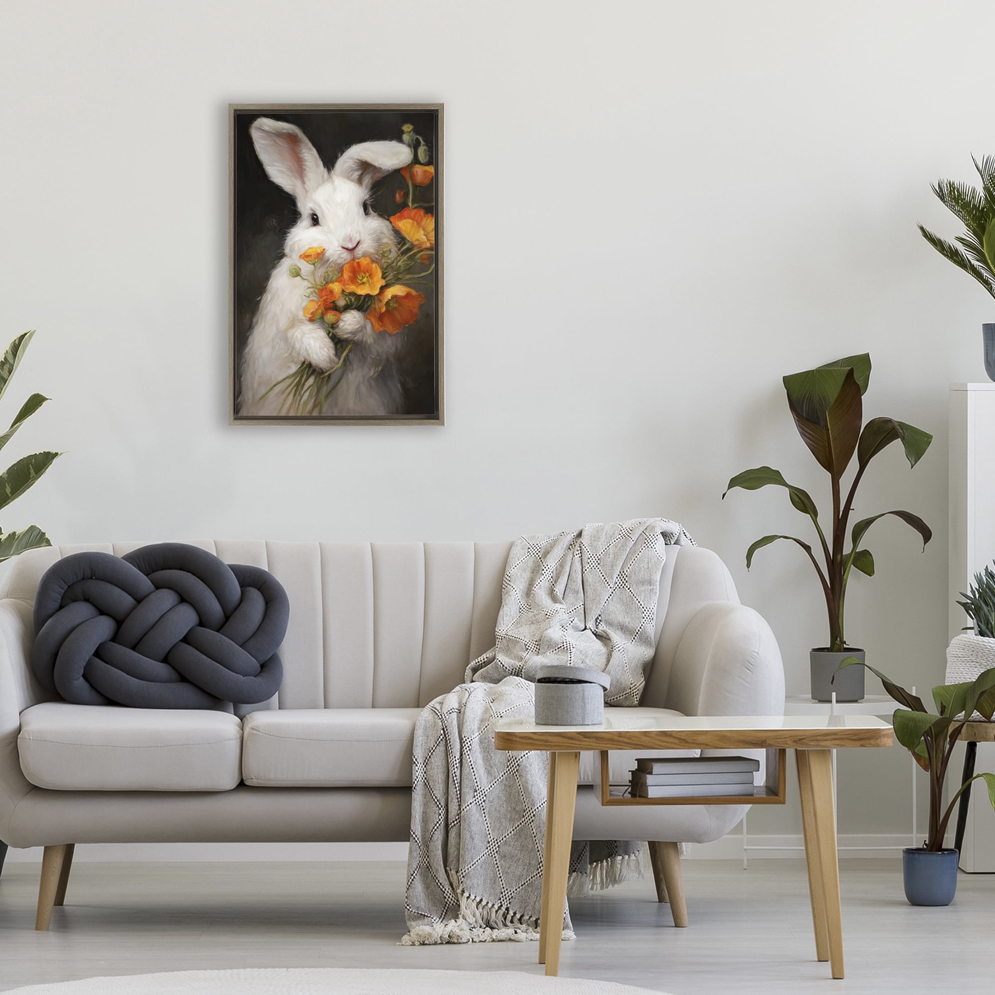 Stupell Industries Floppy Loves Her Poppies Brown Framed Floater Canvas Wall Art, design by Tina LeCour