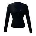 thumbnail image 5 of Bibifish Womens T-Shirts Deep V Neck Half Button Down Casual Slim Fit Knitted Crop Tees Fall Winter Long Sleeve Trendy Ladies Tops, 5 of 6