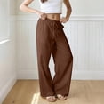 thumbnail image 4 of Women's Linen Pants Wide Leg Light Weight Drawstring Waist Swimsuit Cover Beach Pants, XL, 4 of 9