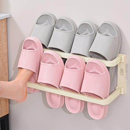 Hometravel Wall Mounted Slipper Rack No Drill Bathroom Shoe Storage Organizer Space Saving Rack for Toilet and Shower Area Organization Hometravel Wall Mounted Slipper Rack No Drill Bathroom Shoe Storage Organizer Space Saving Rack for Toilet and Shower Area Organization