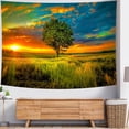 thumbnail image 3 of Tapiz para colgar en la pared con forma de árbol de la vida al atardecer, 150 x 130 cm, piel de melo, 3 of 3