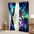 thumbnail image 3 of Homewish Animal Wolf Black Out Curtains for Teens Boys Girls,Abstract Gradient Aurora Curtains Pack of 2 (42x63 Each),Jungle Wildlife Bedroom Curtains,Breathable Home Decor, 3 of 6