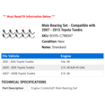 thumbnail image 2 of Main Bearing Set - Compatible with 2007 - 2015 Toyota Tundra 2008 2009 2010 2011 2012 2013 2014, 2 of 2