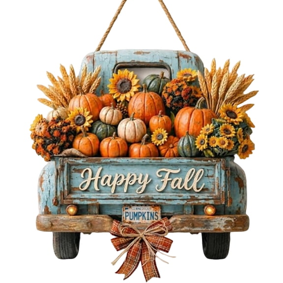 Farmhouse Wooden Fall Truck Door Hanger, Welcome Hanging Sign for Autumn Harvest Thanksgiving Outdoor Indoor Wall Decor.Middle