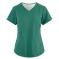 thumbnail image 2 of Hearthz Fitted Scrub Tops Women Stretchy V Neck Short Sleeve Women's Nurse Uniform with Pocket Green Top Scrubs for Women, 2 of 5