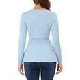 thumbnail image 4 of Allegra K Women's V Neck Long Sleeve Ribbed Pullover Knitted Peplum Sweater, 4 of 7