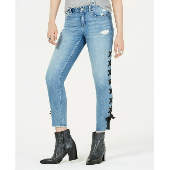 Rewash Juniors Lace Up Skinny Jeans Blue 1