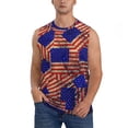 thumbnail image 2 of Lsque Vintage USA Flag Print Men's Cotton Blend Sleeveless Muscle Shirts (S-3XL)- Moisture Wicking, Odor Protection, UPF 30+,3X-Large, 2 of 8
