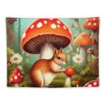 thumbnail image 5 of Orinice Red Mushroom Tapestry Cute Squirrel Tapestries for Room Kawaii Animals Wall Hangings Art Plants and Flowers Home Decoration Gift Bedroom Decor Living Room Divider Door 40x60inch, 5 of 6