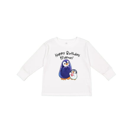 

Inktastic Happy Birthday Mama!- Cute Penguins Gift Toddler Boy or Toddler Girl Long Sleeve T-Shirt