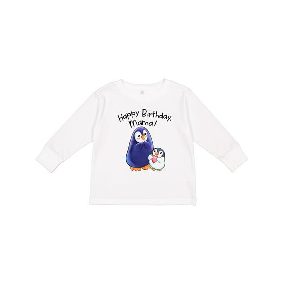 Inktastic Happy Birthday, Mama- Cute Penguins Boys or Girls Long Sleeve Toddler T-Shirt