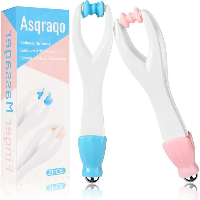 2PCS Finger Massager Dual Sided Hand Massage Roller Tool - Hand Handheld Steel Ball Run Blood Circulation Tool - Hand Roller