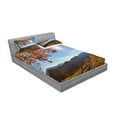 thumbnail image 2 of Ambesonne Fall Fitted Sheet & Pillow Sham Set, Fallen Leaves and Hills, Full, Multicolor, 2 of 2