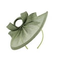 thumbnail image 2 of rygai Bowknot Decor Elegant Fascinator Hat with Hair Hoop Sweet Noble Decorative Anti-fall Retro Imitation Flax Bridal Pillbox Hat Hair Ties,Light Green, 2 of 8