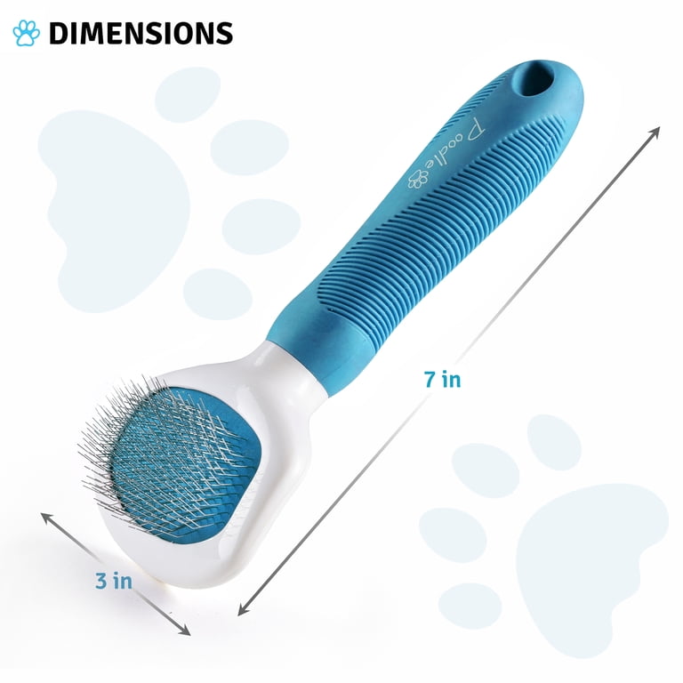 Poodle Pet Slicker Brush for Dogs & Cats, Blue photo 3