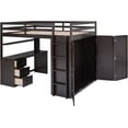 thumbnail image 4 of DEALTOPS Full Size Loft Bed with Wardrobe, Wood Loft Bed Frame with Desk 3 Storage Drawers Shelf Space Saving Platform Bed - Espresso, 4 of 8