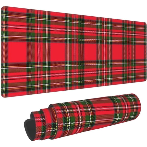Royal Stewart Tartan Extended Gaming Mouse Pad 31.5x11.8 inch Desk Mat for Office Work & Gaming NonSlip Rubber Base with Stitched Edges Classic Elegance for Your Desk