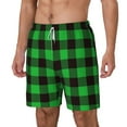 thumbnail image 2 of Gaeub Buffalo Plaid Green Black Mens Swim Trunks Stretch Beach Shorts Quick Dry for Men Swim Shorts Swimwear with Pockets- 3X-Large, 2 of 9