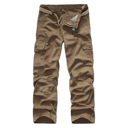 Men's Pure Cotton Cargo Pants Trousers Color:Khaki,30# | Walmart Canada