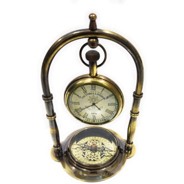 NauticalMart Nautical Brass Table Clock Desk Clock, Brass Maritime
