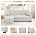 thumbnail image 3 of Timbernest 76.5" Pull Out Sofa Bed, Convertible L Shaped Sectional Sleeper Sofa with Chaise Storage, Beige Chenille, 3 of 11