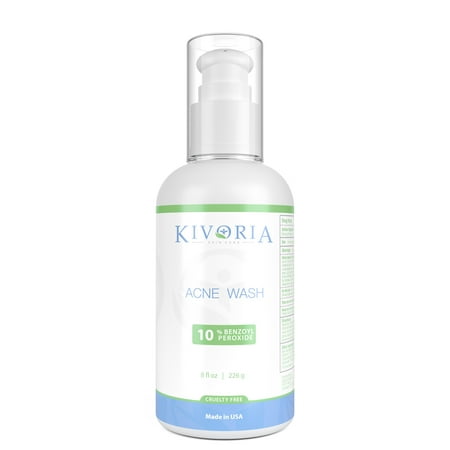 Kivoria Benzoyl Peroxide 10 % Acne Treatment Face and Body Wash, 8 (Best Men's Body Wash For Acne)