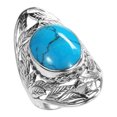 thumbnail image 2 of Nature's Treasure Oval Blue Turquoise Inlay Sterling Silver Ring-7, 2 of 5