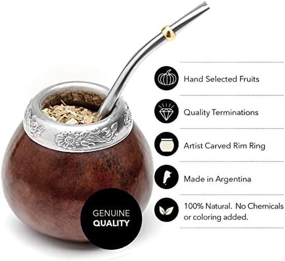BALIBETOV Set of Two Yerba Mate Gourd and One Pack of 100gr - 3.5OZ of  Yerba Mate - Yerba Mate Cup Argentina - 2 Mate Tea Cup, 2 Bombilla, 1  Cleaning