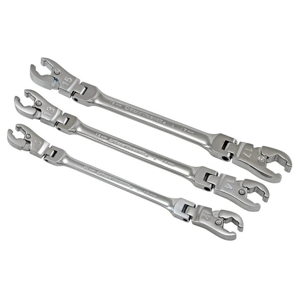 Gearwrench 3 Piece Ratcheting Flare Nut Wrench Set Metric, Sizes 10/12
