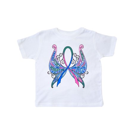 

Inktastic Thyroid Cancer Awareness with Butterfly Ribbon Words Gift Toddler Boy or Toddler Girl T-Shirt