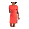 thumbnail image 2 of Tommy Hilfiger Women's Solid Ribbed Puff Sleeve Dress Red Size X-Small, 2 of 3