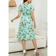 thumbnail image 4 of Surplice Neck Short Sleeve Floral Dress for Women Knee Length Green Small, 4 of 4
