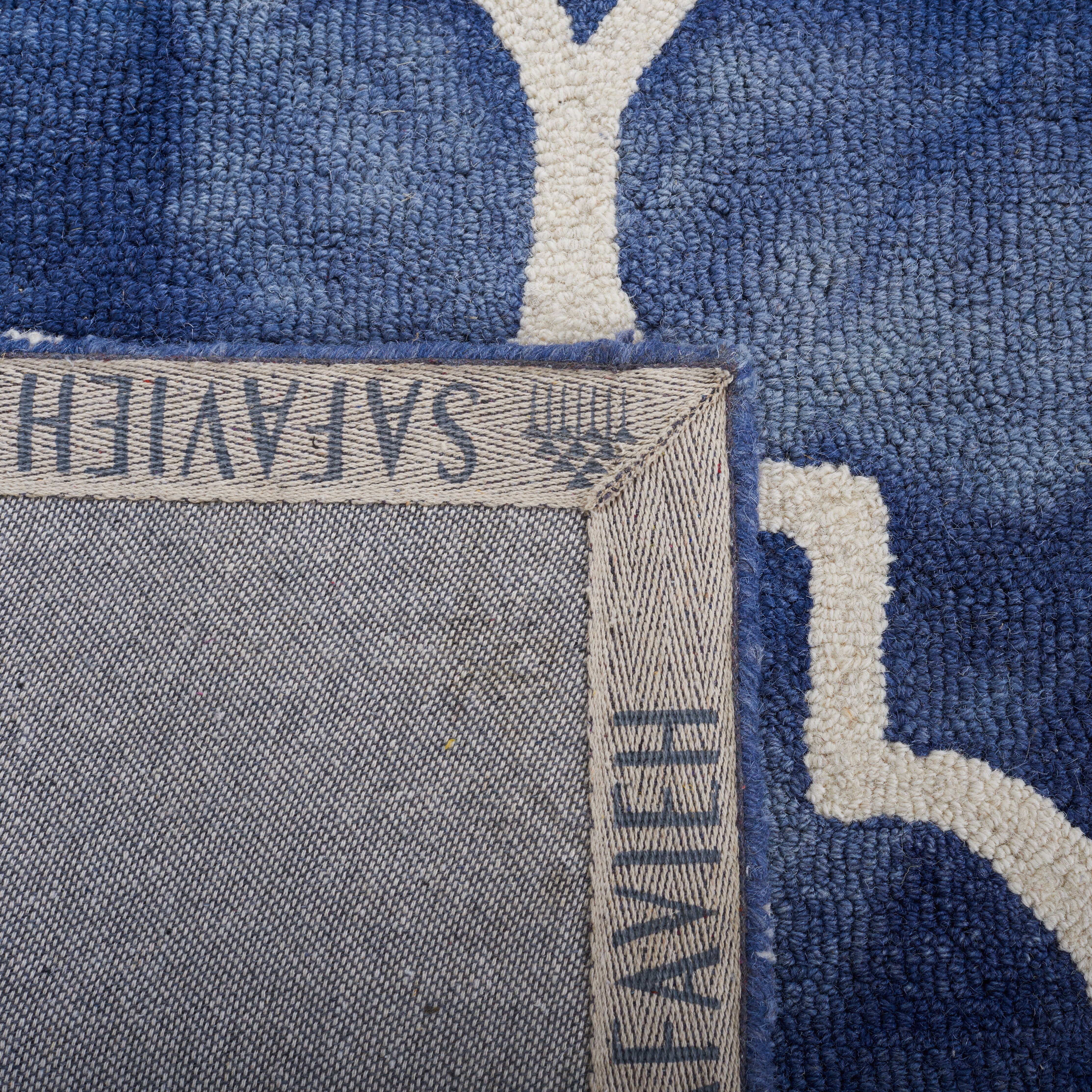 Safavieh Dip Dye Calanthe Geometric Wool Area Rug, Navy/Ivory, 7' x 7' Square
