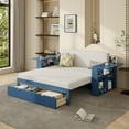 thumbnail image 6 of Full Size Daybed with Removable Desk, Wood Bed Frame with Storage Drawers, 4-in-1 Multifunctional Bed Frame with Side Table for Bedroom Apartment, Blue, 6 of 9