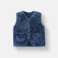 thumbnail image 3 of Toddler Fleece Vest Girls Button Down Winter Warm Sherpa Jackets Sleeveless Casual Fall Fuzzy Coat Blue, 3-4 Years, 3 of 3