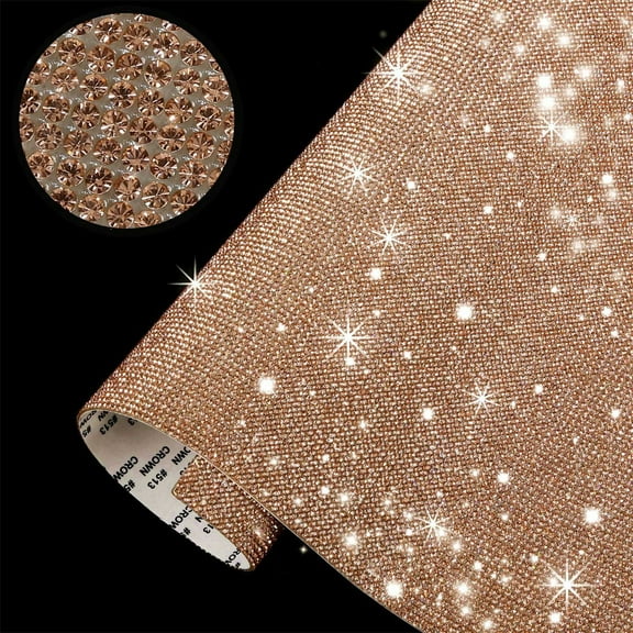 Crystal Rhinestone Sticker, Self Adhesive Glitter Ribbon Roll, DIY Car Decoration Shimmering Resin Diamond Paper Craft, Gold