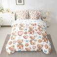 thumbnail image 2 of Erosebridal Cute Bear Bow Bedding Sets King Size, Blue Ribbon Bedding King Size, Cartoon Love Heart Reversible Comforter Sets with Sheets, Breathable Bedroom Decoration, 7pcs, 2 of 6