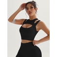 thumbnail image 2 of Push up Sports Bra for Women Sexy Hollow Crop Tops with Removable Cups Workout Fitness Yoga Bra Medium Support Black M, 2 of 8