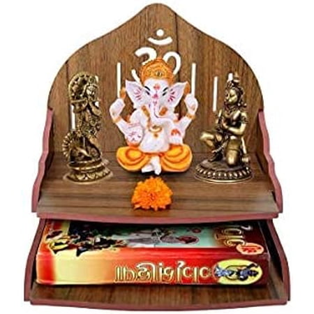 Shiva Shopiee Wooden Temple, Pooja Mandir Singhasan for Home/Office (29 x 29 x 26.5 cm) (Dark Brown)