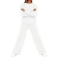thumbnail image 4 of Fall Sweatsuits Women 2 Pcs Lounge Sets Matching Oversized Sweatshirt Sweatpants Tracksuit Set (White XL), 4 of 6