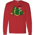 thumbnail image 3 of Inktastic Tiny Dinosaur Destroying Christmas Tree Long Sleeve T-Shirt, 3 of 5