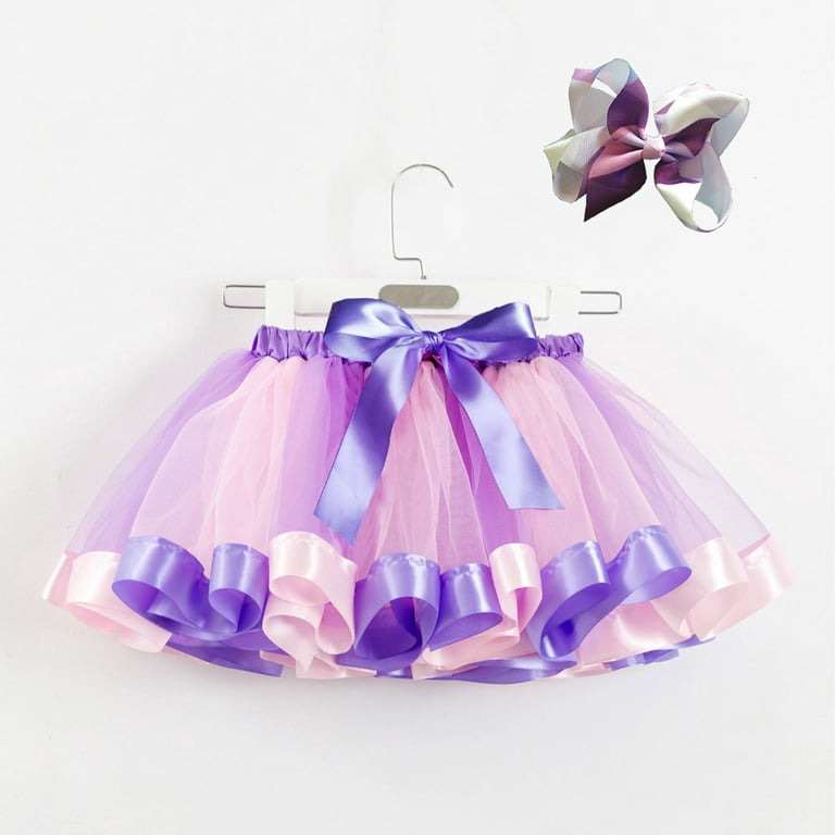 Baby Rainbow Tutu Skirts Infant Girls Tulle Pettiskirts Underskirts Tutus  with Flower Hairbow Kids Birthday Party Costume Skirts